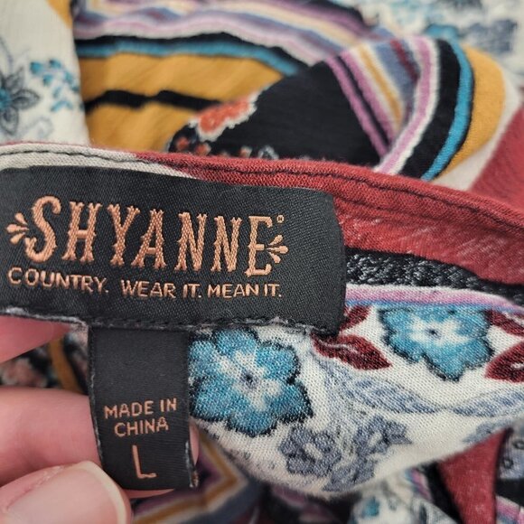 Shyanne Women's Country/Boho Wear Mixed Media 3/4 Sleeve Dress Size L - Picture 8 of 10